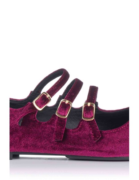 Top 3 Shoes Velvet Merceditas con hebillas