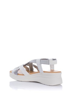 Pitillos Sandalia con cuña en piel - Plata 2