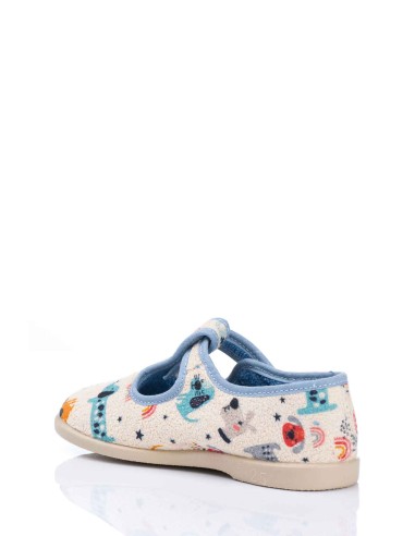 Zapatilla de casa con velcro - Toalla