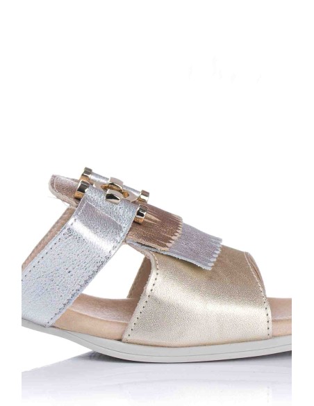 Sandalia con flecos - Piel