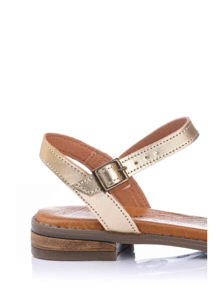 Sandalia plana con birllantes - Piel