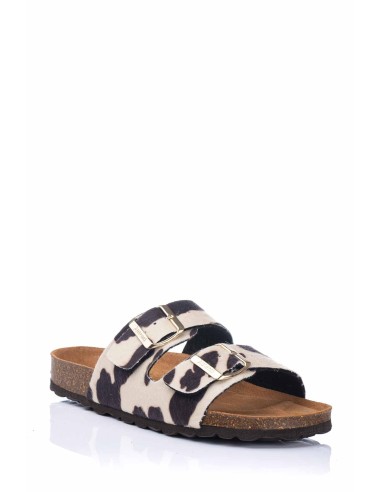 Autenti Sandalia anatómica con diseño animal print - Piel