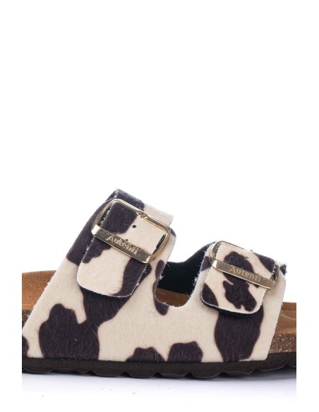 Sandalia anatómica con diseño animal print - Piel | Autenti | Club del Zapato