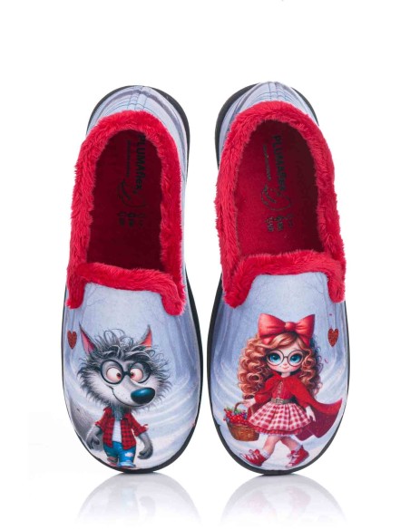 Plumaflex Zapatilla de casa - Caperucita y el lobo