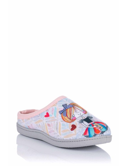 Plumaflex Zapatilla de casa - "Niña y perro"