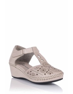 Comprar Sandalia calada con cuña - Piel | Club del Zapato