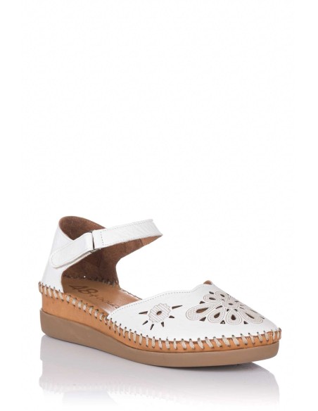 Comprar Sandalia calada con cuña - Piel | Club del Zapato