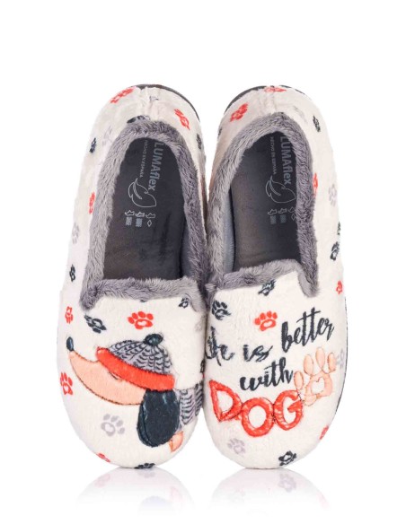 Zapatillas de casa - " Life is better with dog" | Plumaflex | Club del Zapato