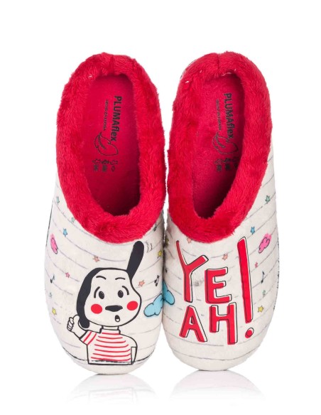 Zapatilla de casa - Perro "Yeah!" | Plumaflex | Club del Zapato
