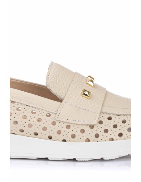 Mocassins com Perfurações - Couro | Pitillos | Club del Zapato